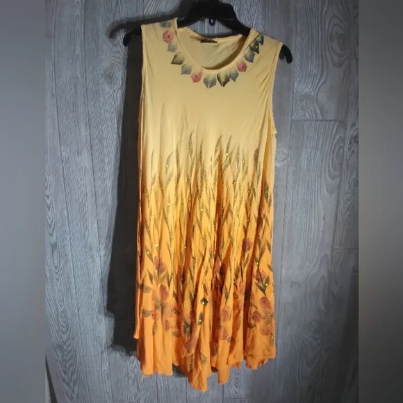 Rima 2 tone orange flowy boho sequins dress - Picture 2 of 10